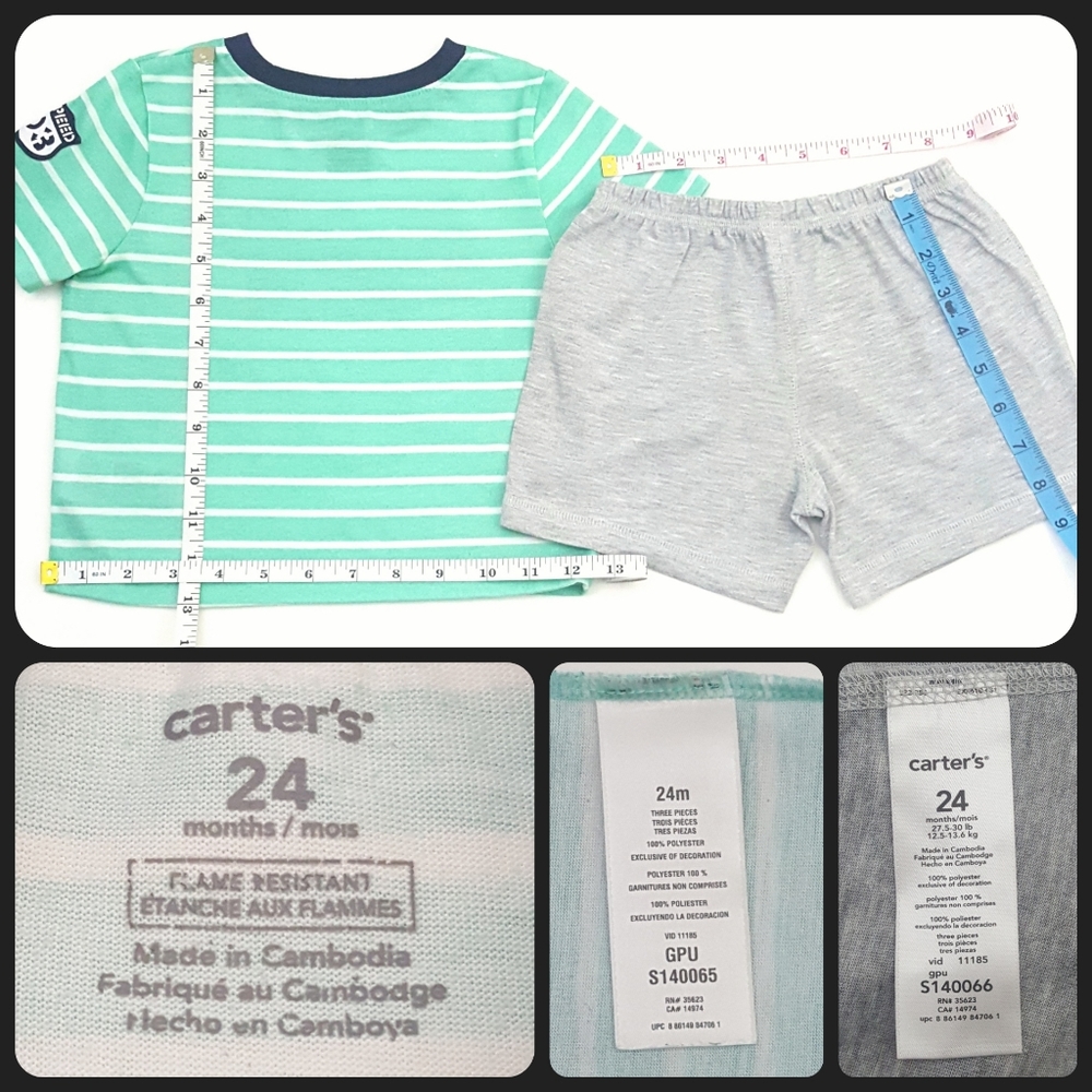 CARTER'S 4pc. Fly Racer Striped Short Set Lot - Picture 5 of 5